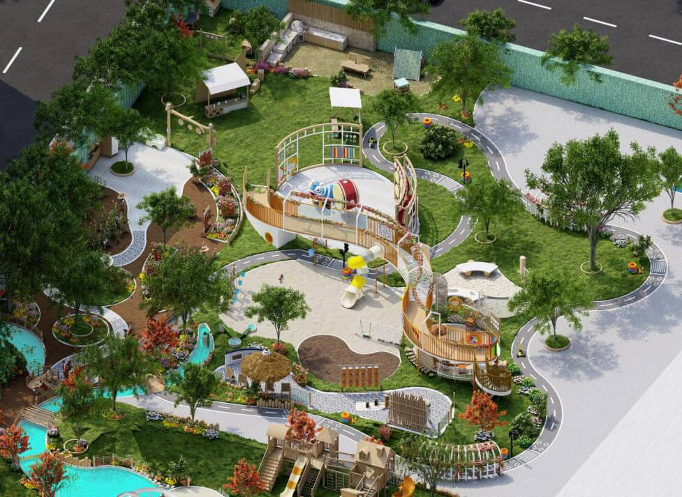 風格定位[#]依據辦園理念提取核心設計元素（造型、色彩、特色區域），從LOGO中提取品牌視覺元素（造型、色彩）。