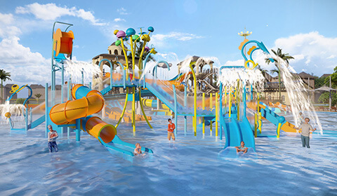 節點效果圖[#]對重要節點進行效果圖設計，例如標志性景觀節點（如大型水寨、主題塔樓）。