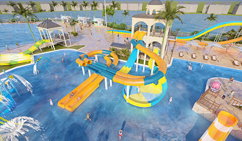 設備細節圖[#]對水上樂園設備進行細節設計，包括造型、尺寸、材質、顏色等，并考慮設備的安裝和維護。